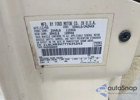 1996 Lincoln Town Car Cartier z USA, uszkodzony, nr VIN 1LNLM83W7TY634343